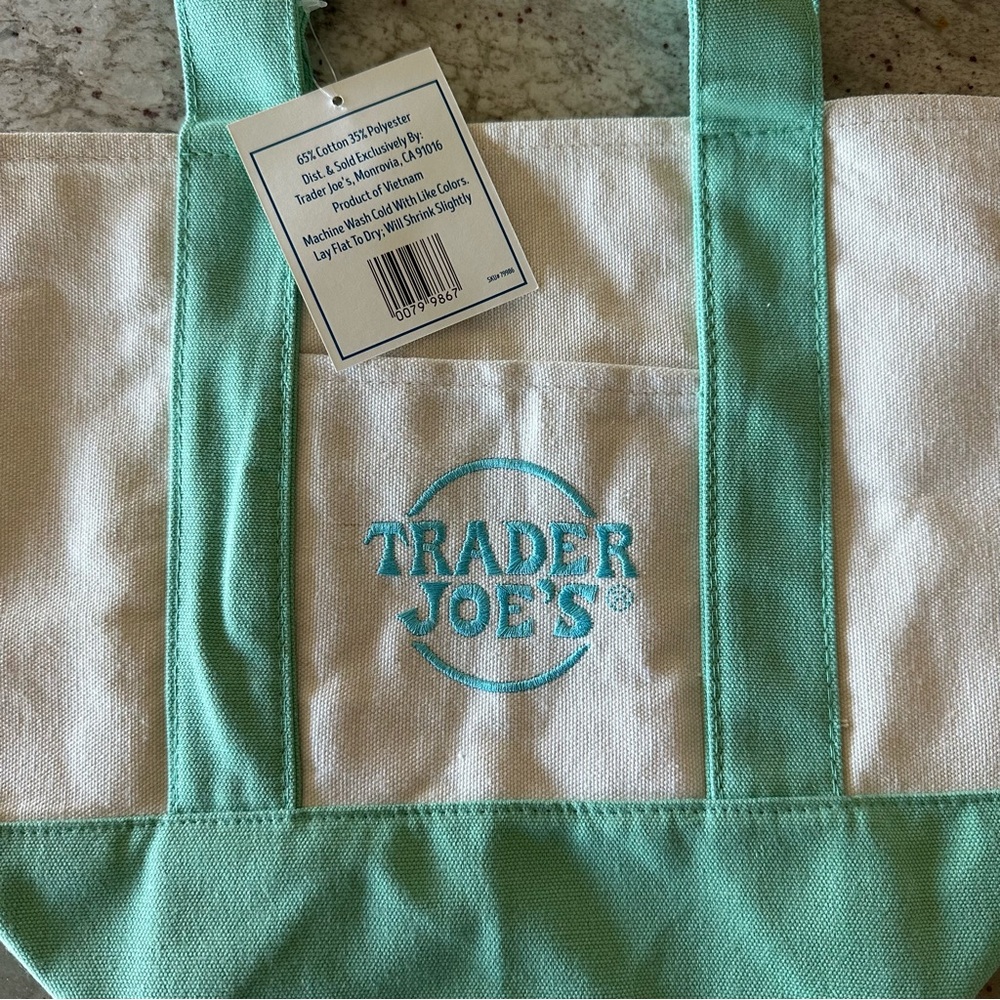 Small 2026 Trader Joe's Canvas Tote in Mint - Picture 4 of 4